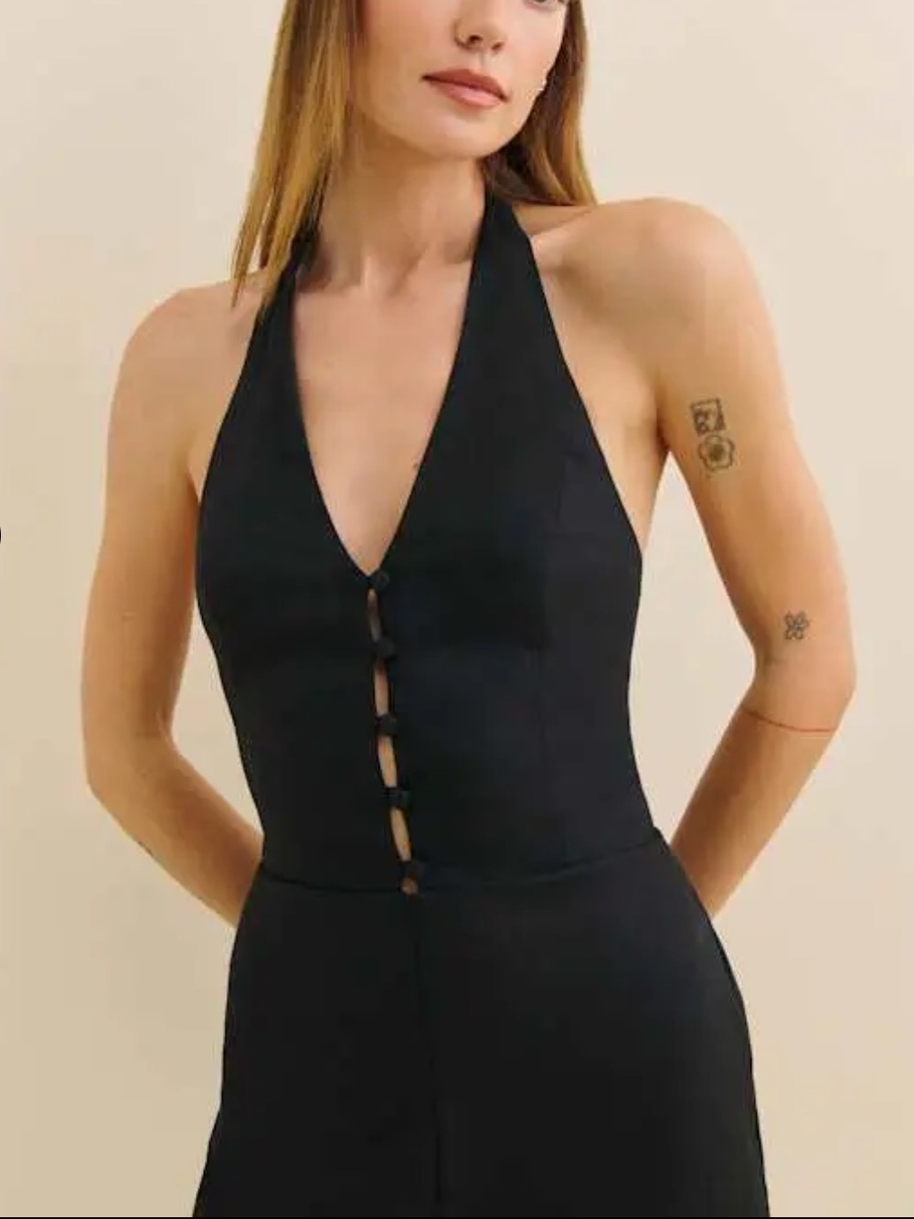 Reformation Sofia Petite Black Linen Jumpsuit in 6P NWT